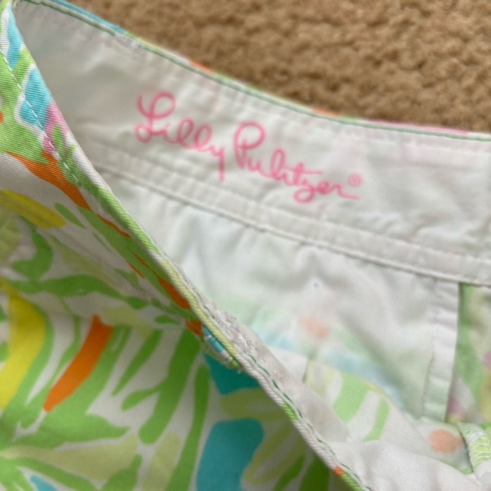 LILLY PULITZER Buttercup Shorts Shorley Blue Double Trouble Hem Sz 0 - Picture 3 of 9